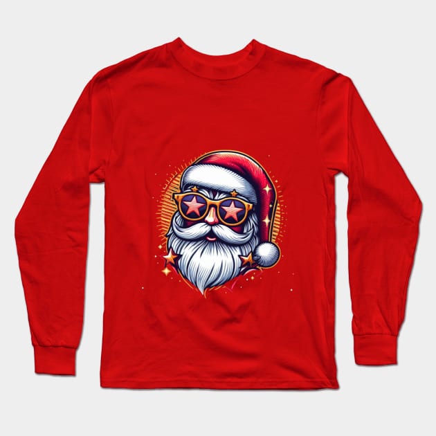 Christmas Santa Popstar embroidery style 17 Long Sleeve T-Shirt by fadinstitute